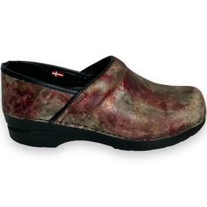 Sanita The Original Danish Leather Clog Shoes Red Watercolor Womens 38 / US 7.5